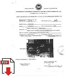 1964 Chevrolet Corvette (30837) FIA homologation form PDF download